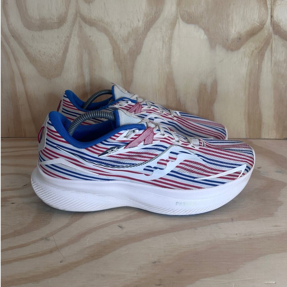 Saucony - Ride 15 'Baner' -Running Shoes -White/Blue/Red -Men's - 10 - S20729-76